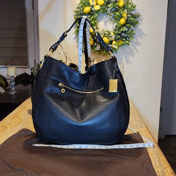 Car Shoe Vitello Daino From Prada Large Pebbled Black Leather Hobo Bag Handbag - Picture 1 of 16